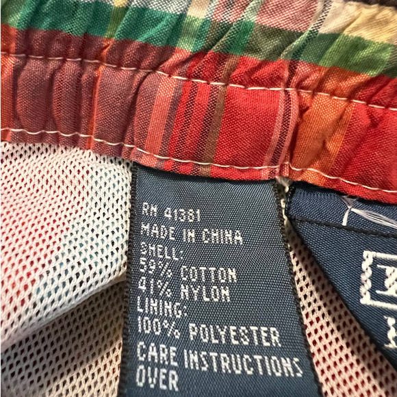 Polo Ralph Lauren Men's Swim Trunks in Orange Blue Multicolored Plaid Size Large - Picture 5 of 5